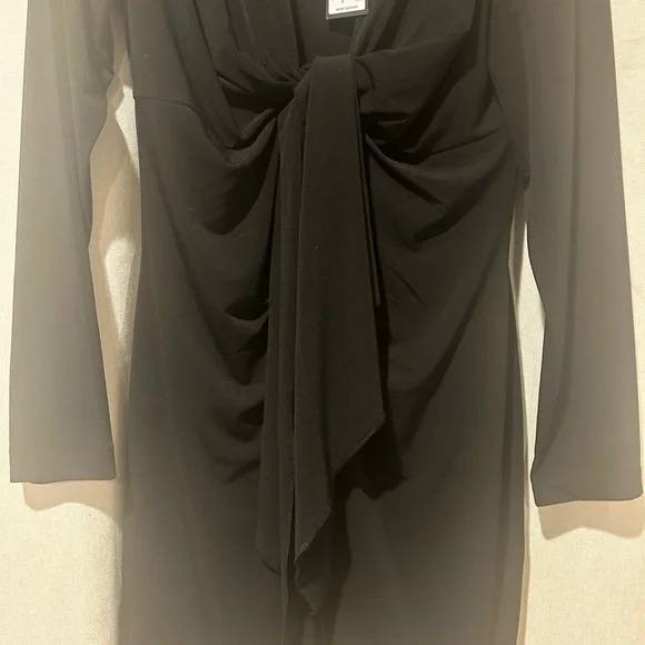 Gianni Bini XL Black Ruched Long Sleeve with Tie Front Bodycon Dress - Picture 5 of 8